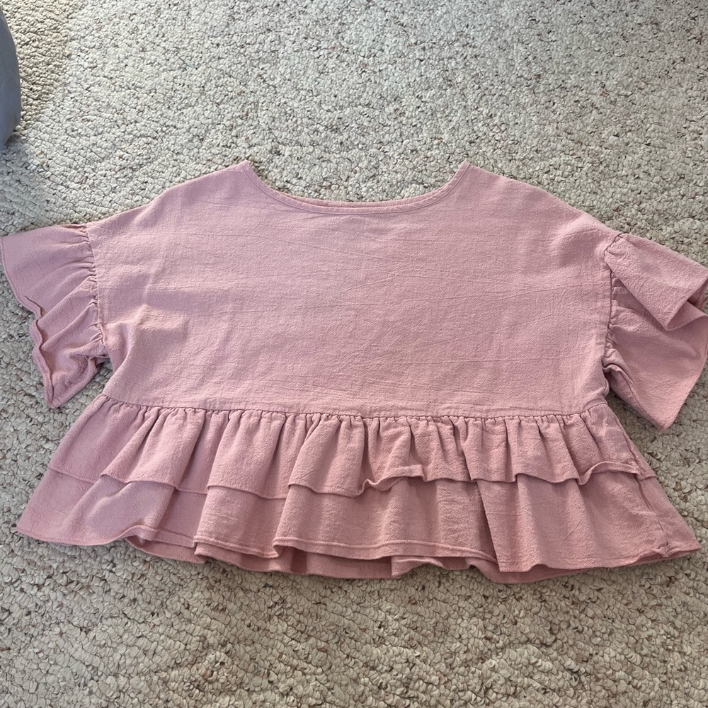 SHEIN Flounce Sleeved Tiered Layer Babydoll Blouse